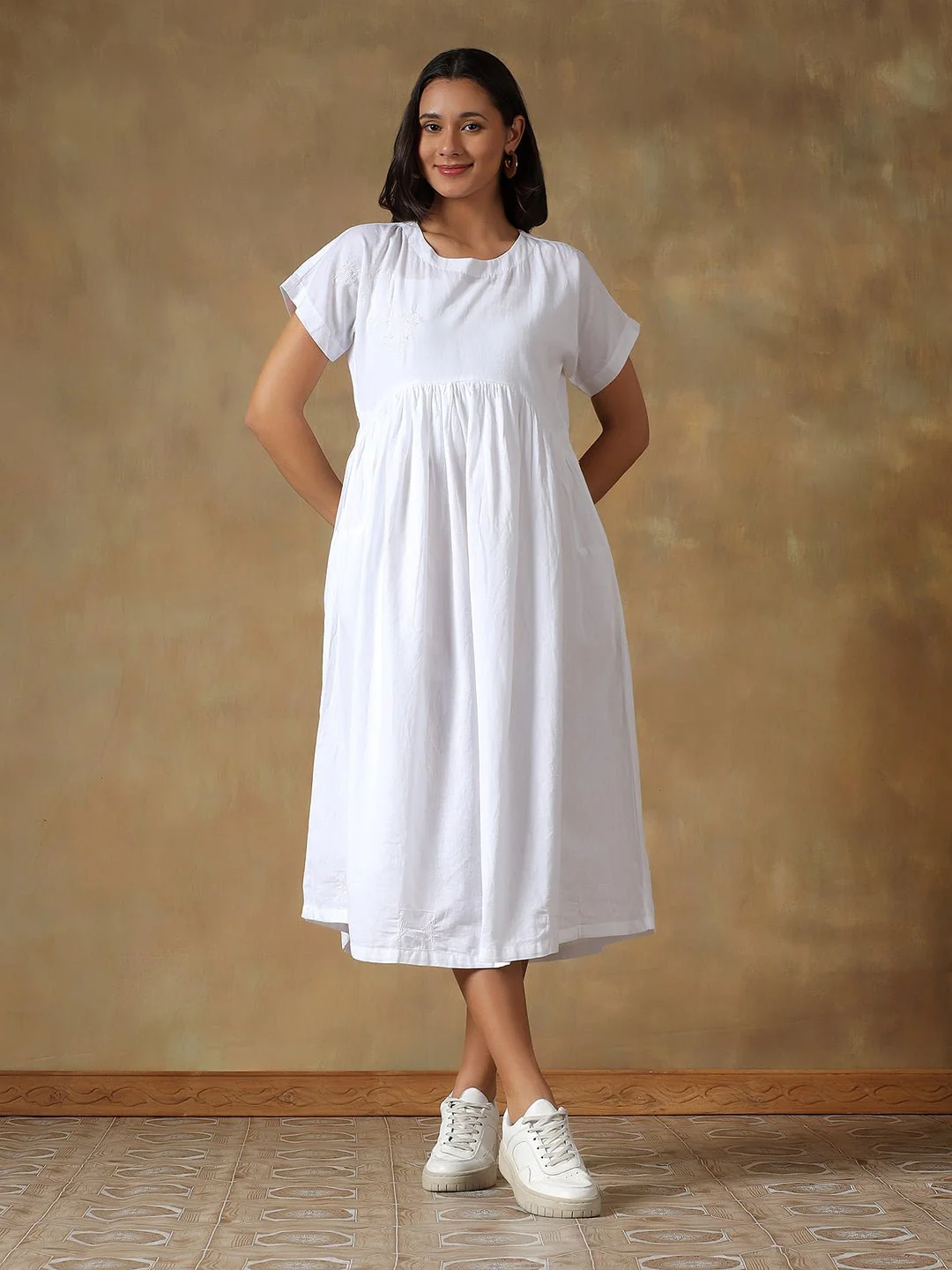 Tale of Two Cities White Dress | Elegant Women’s Cotton A-Line Dress - Image 7