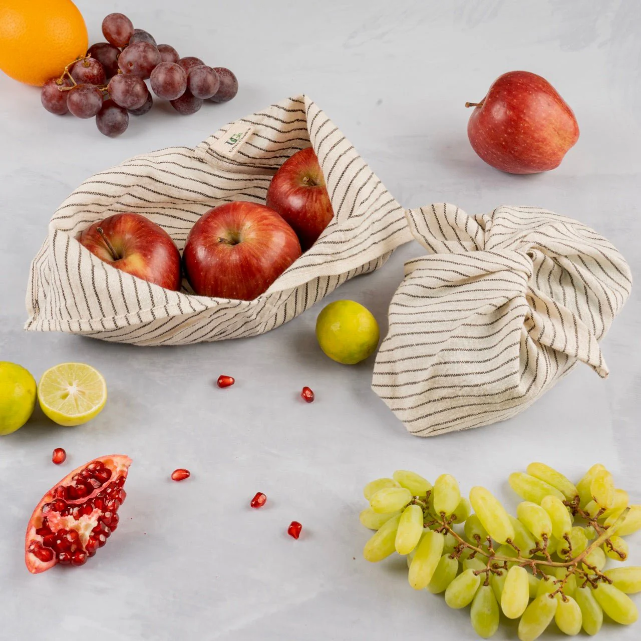 Bento Bag -Japanese Knot Bags in Organic Kala Cotton - Set of 2 - Image 3