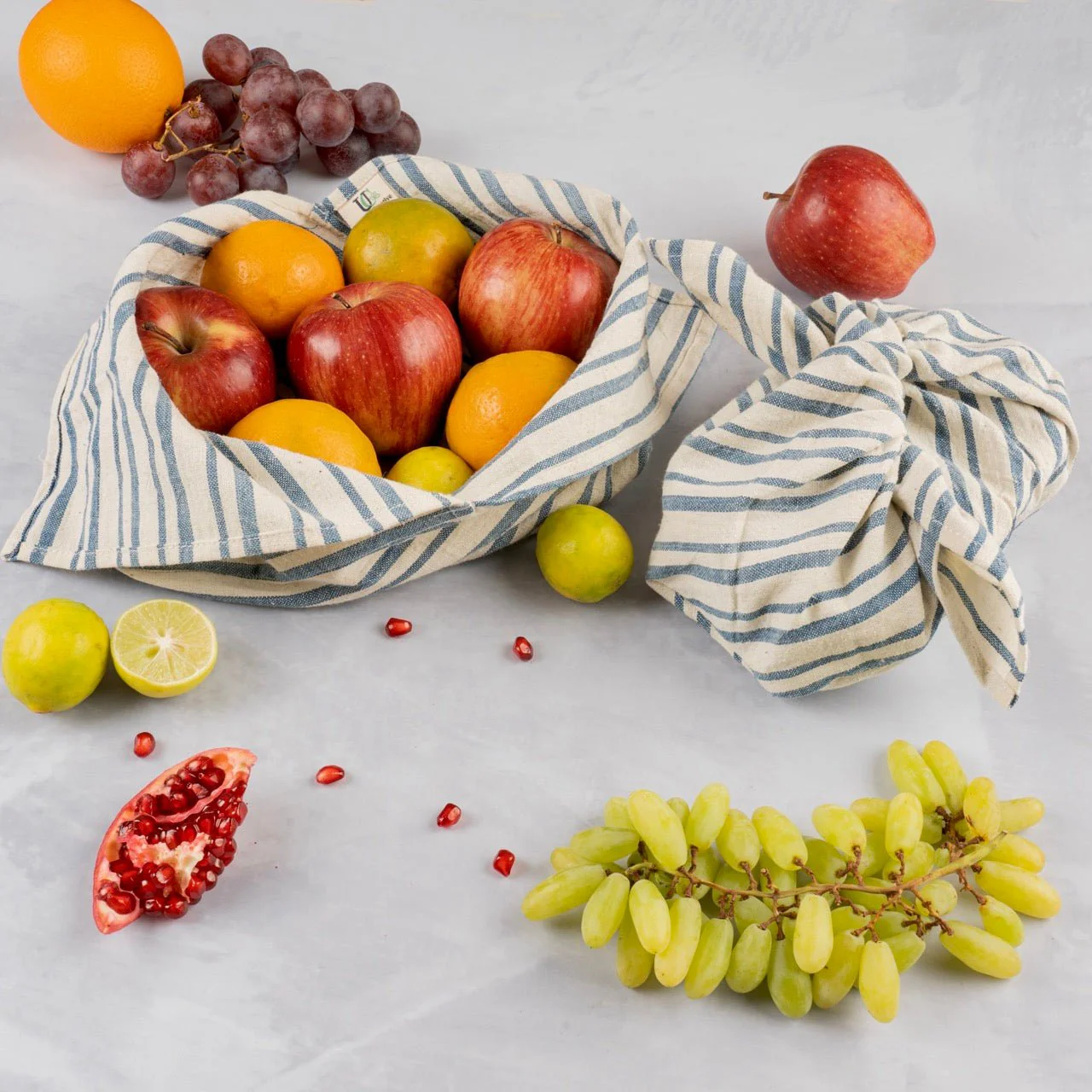 Bento Bag -Japanese Knot Bags in Organic Kala Cotton - Set of 2 - Image 6