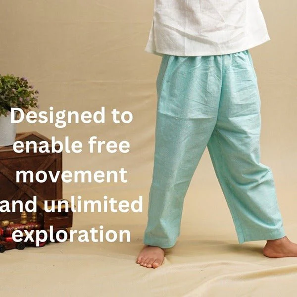 Teal Blue Nature Wear Cotton Trousers - Image 6
