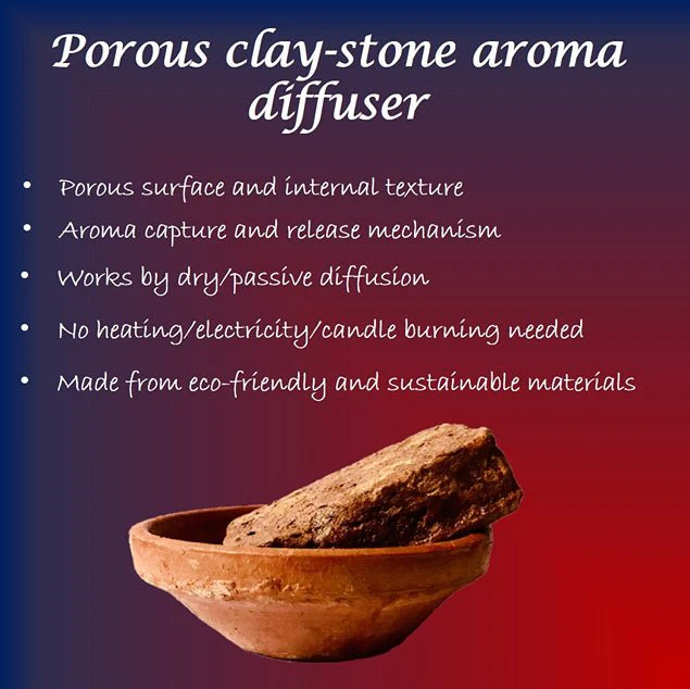 Terracotta Block Aroma Diffuser with Clay Bowl Red- Lavender Fragrance - Image 3