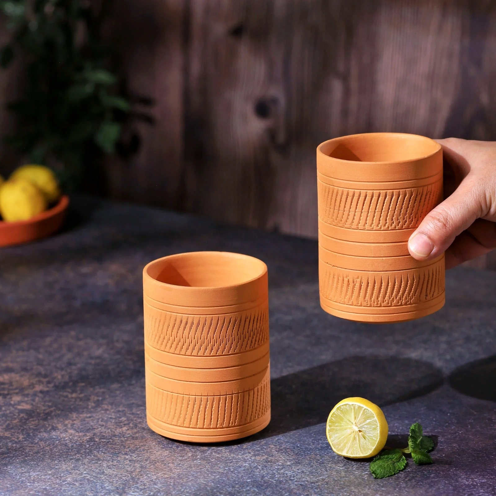 Terracotta Kohinoor Jumbo Glass | Handmade Clay Water Glass - Image 2