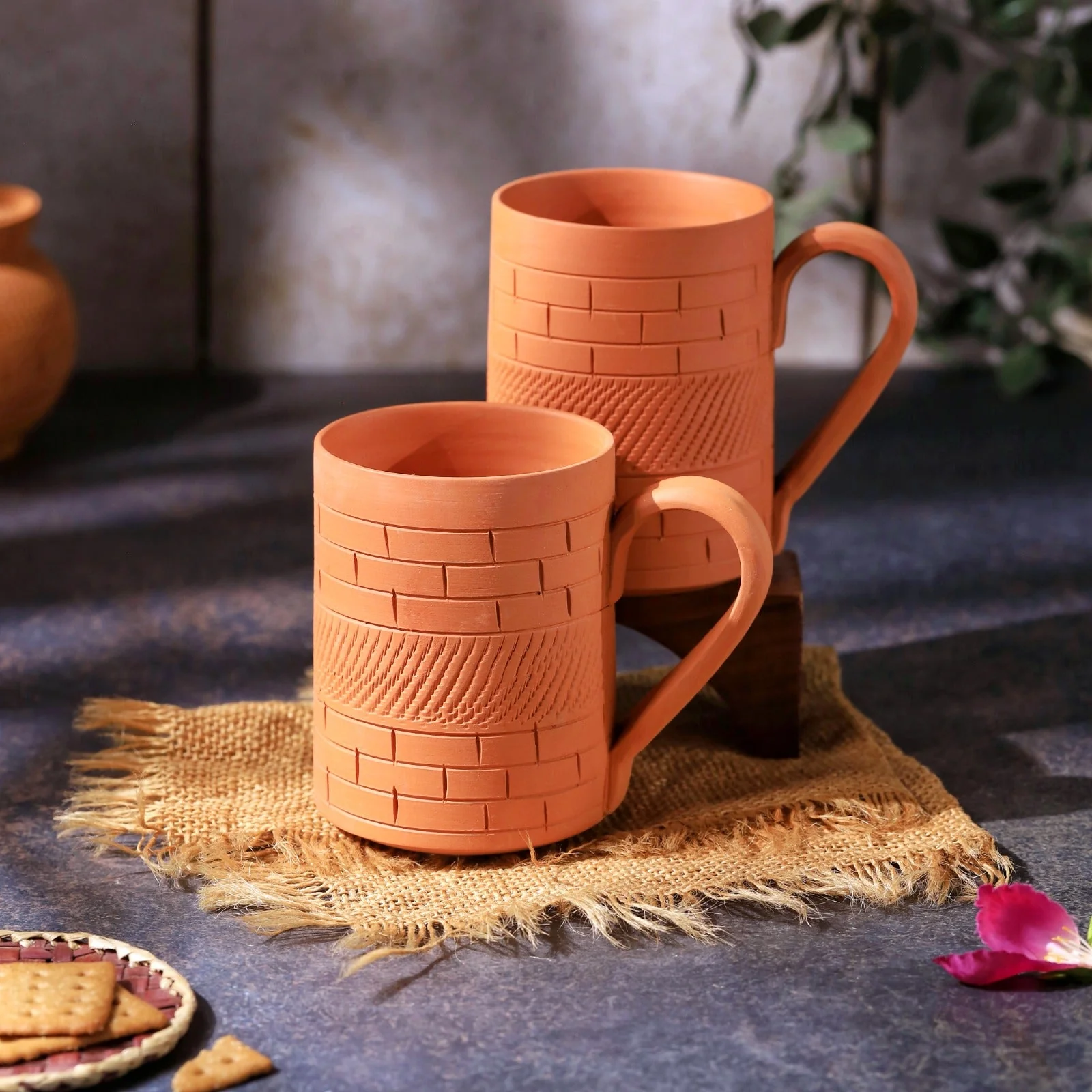 Terracotta Kohinoor Jumbo Mug – Handcrafted Natural Clay Large Mug