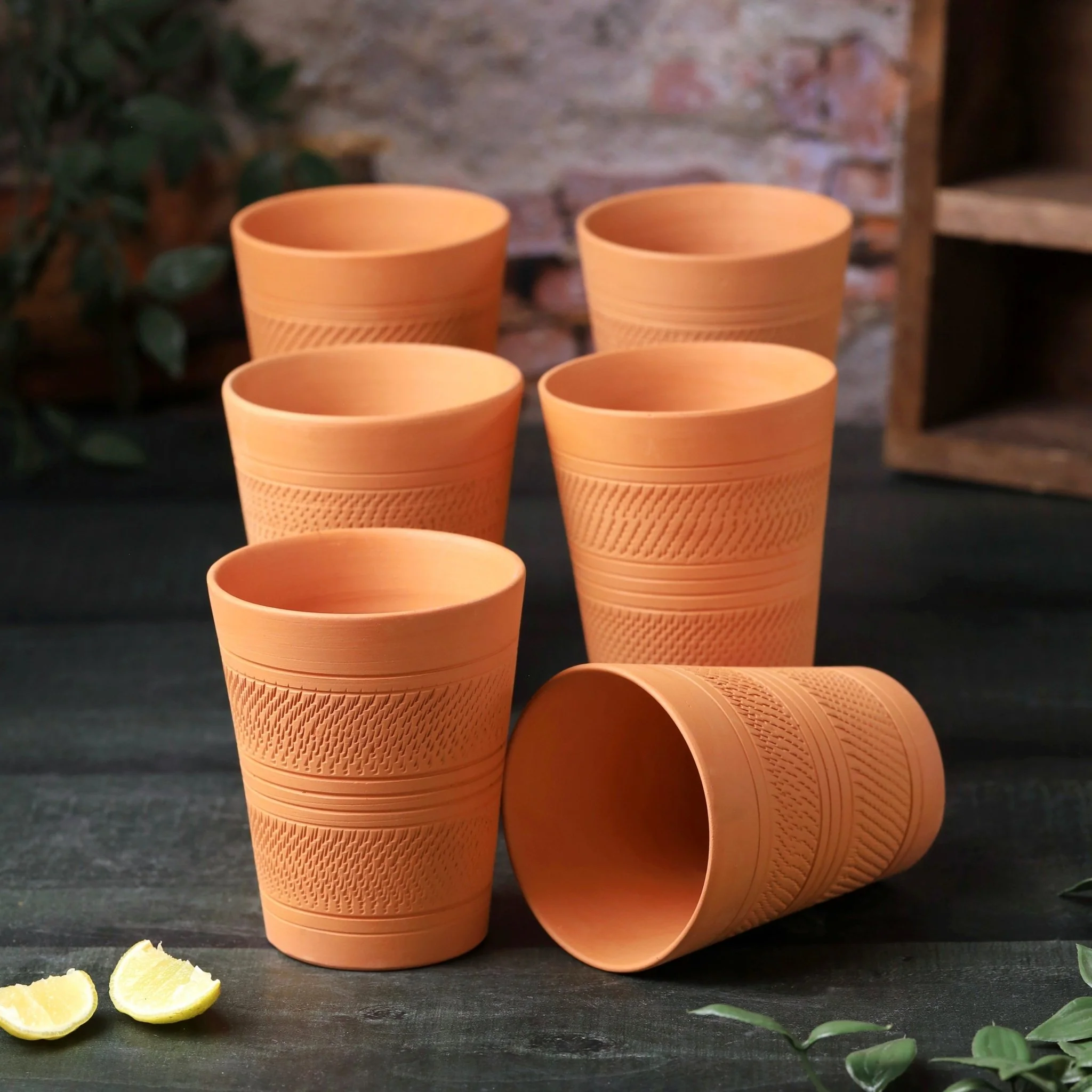 Terracotta Modern Jumbo Glass – Handcrafted Natural Clay Large Glass