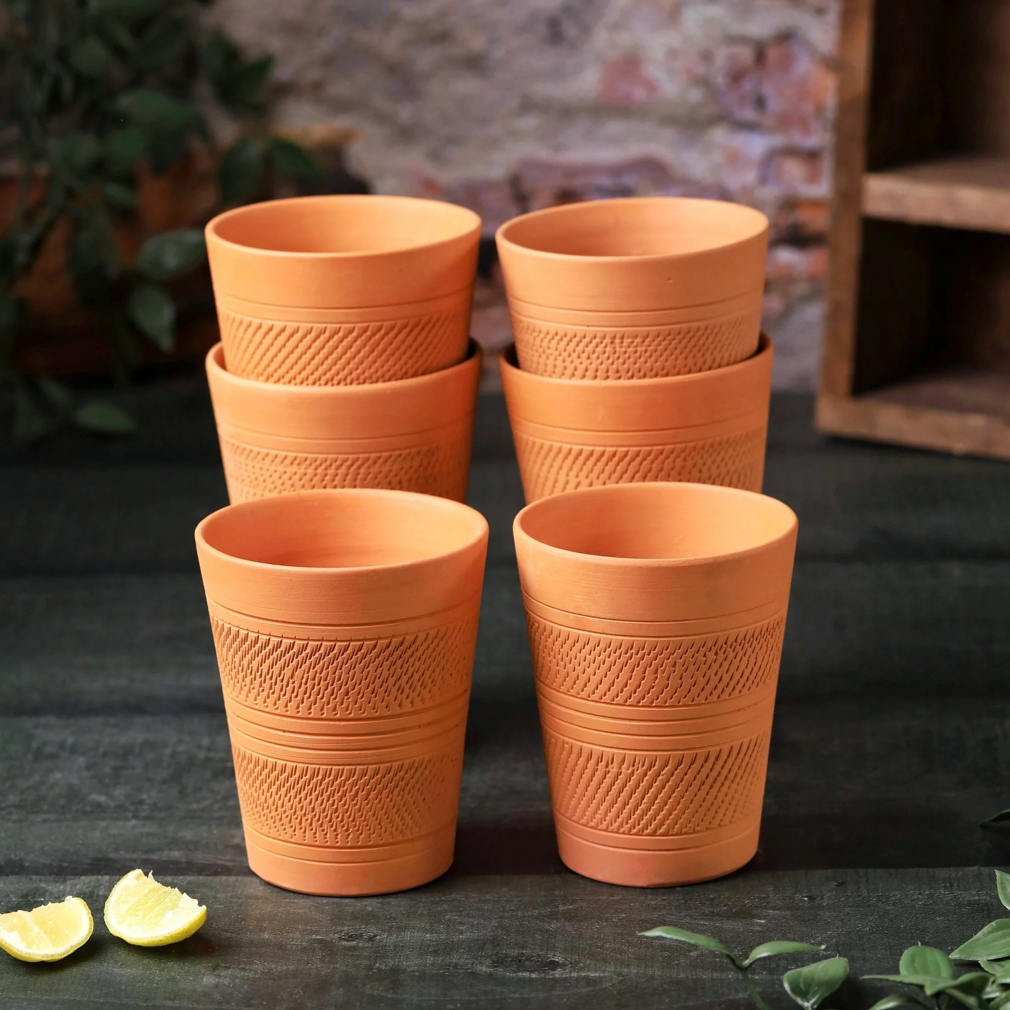 Terracotta Modern Jumbo Glass – Handcrafted Natural Clay Large Glass - Image 2