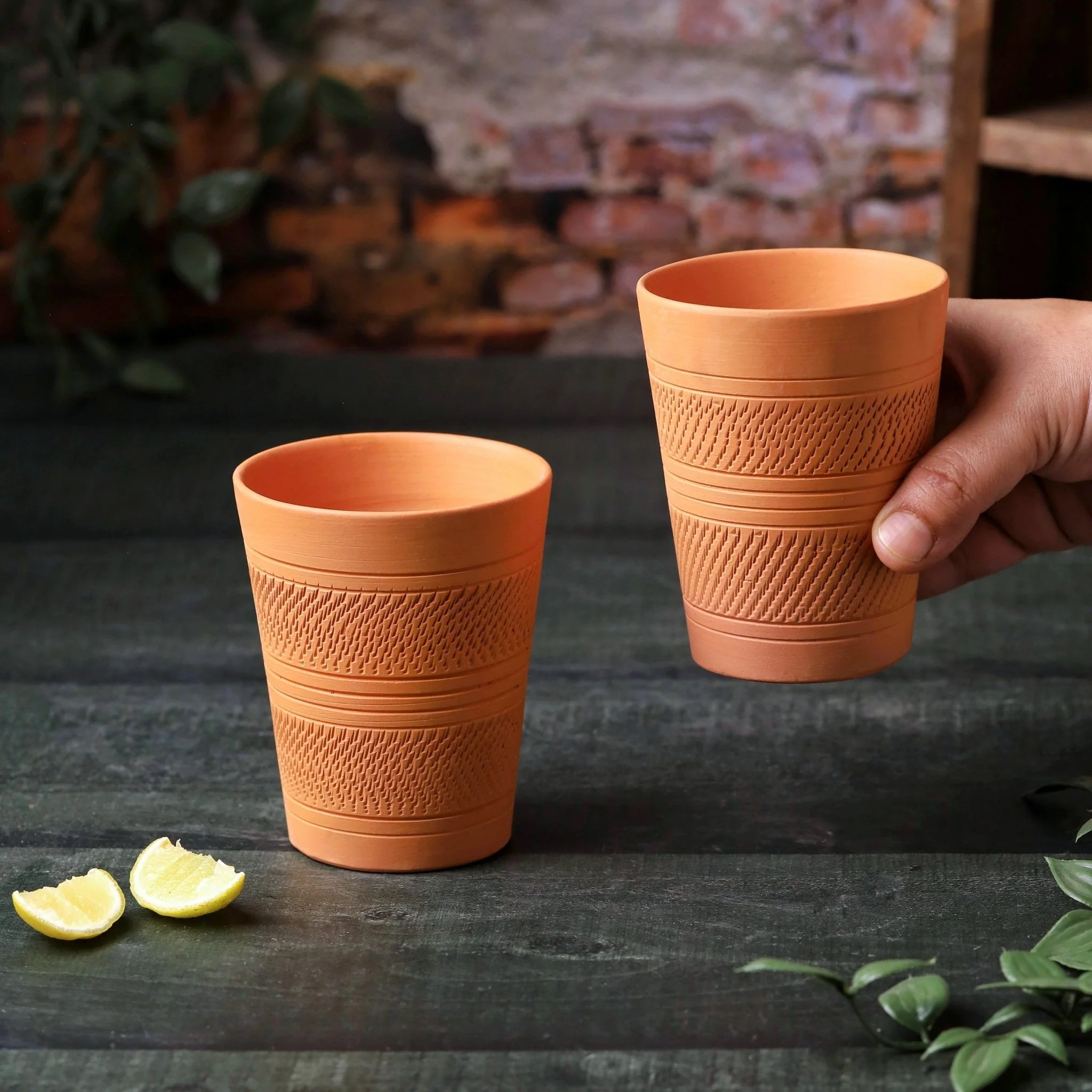 Terracotta Modern Jumbo Glass – Handcrafted Natural Clay Large Glass - Image 9