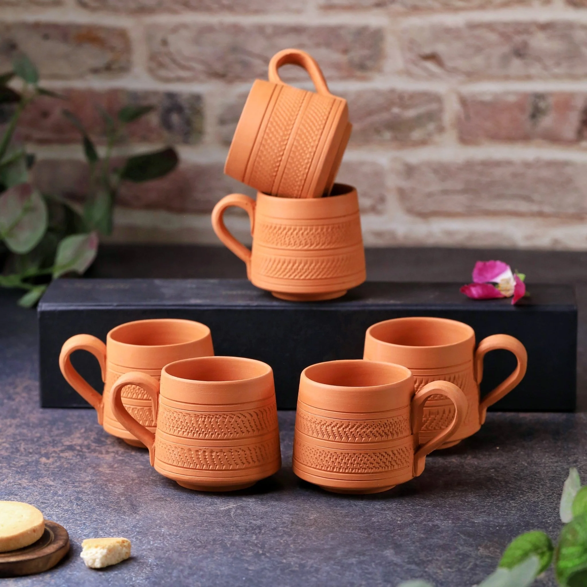 Terracotta Nawabi Tea Cup Set of 6 – Handcrafted Natural Clay Tea Cups