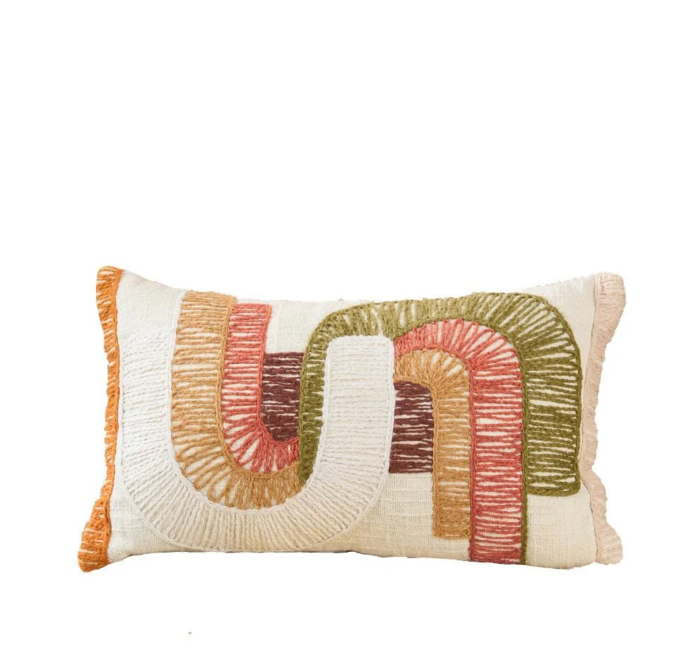 Textured Multi Cotton Cushion | Handcrafted Decorative Cushion - Image 2