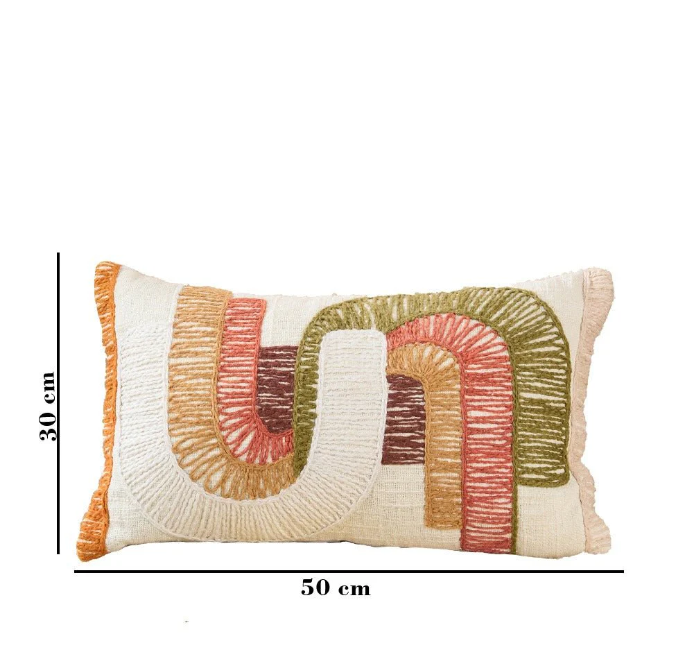 Textured Multi Cotton Cushion | Handcrafted Decorative Cushion - Image 5