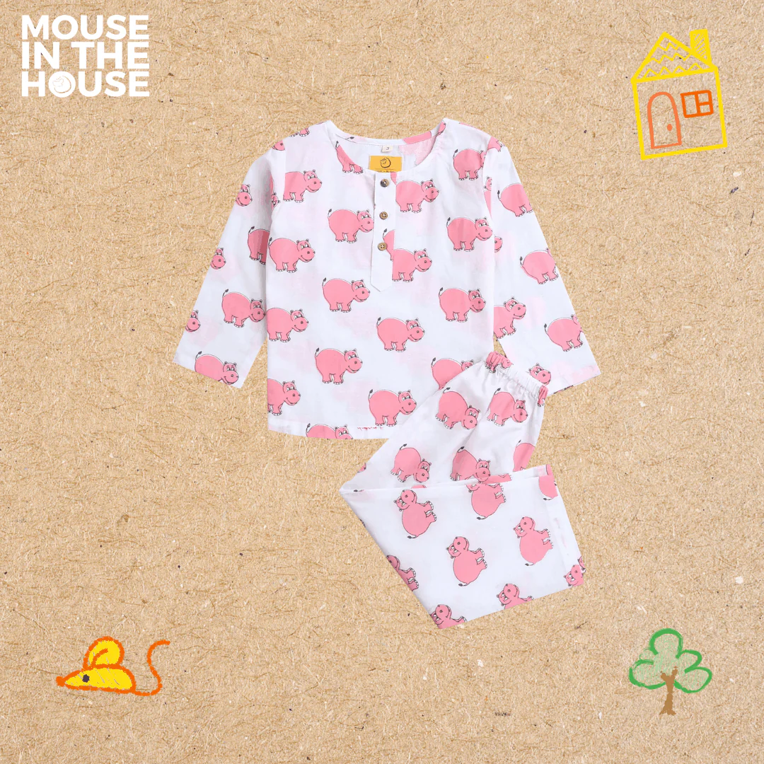 The Cheerful Hippo- Unisex Kids Cotton Nightwear - Image 3