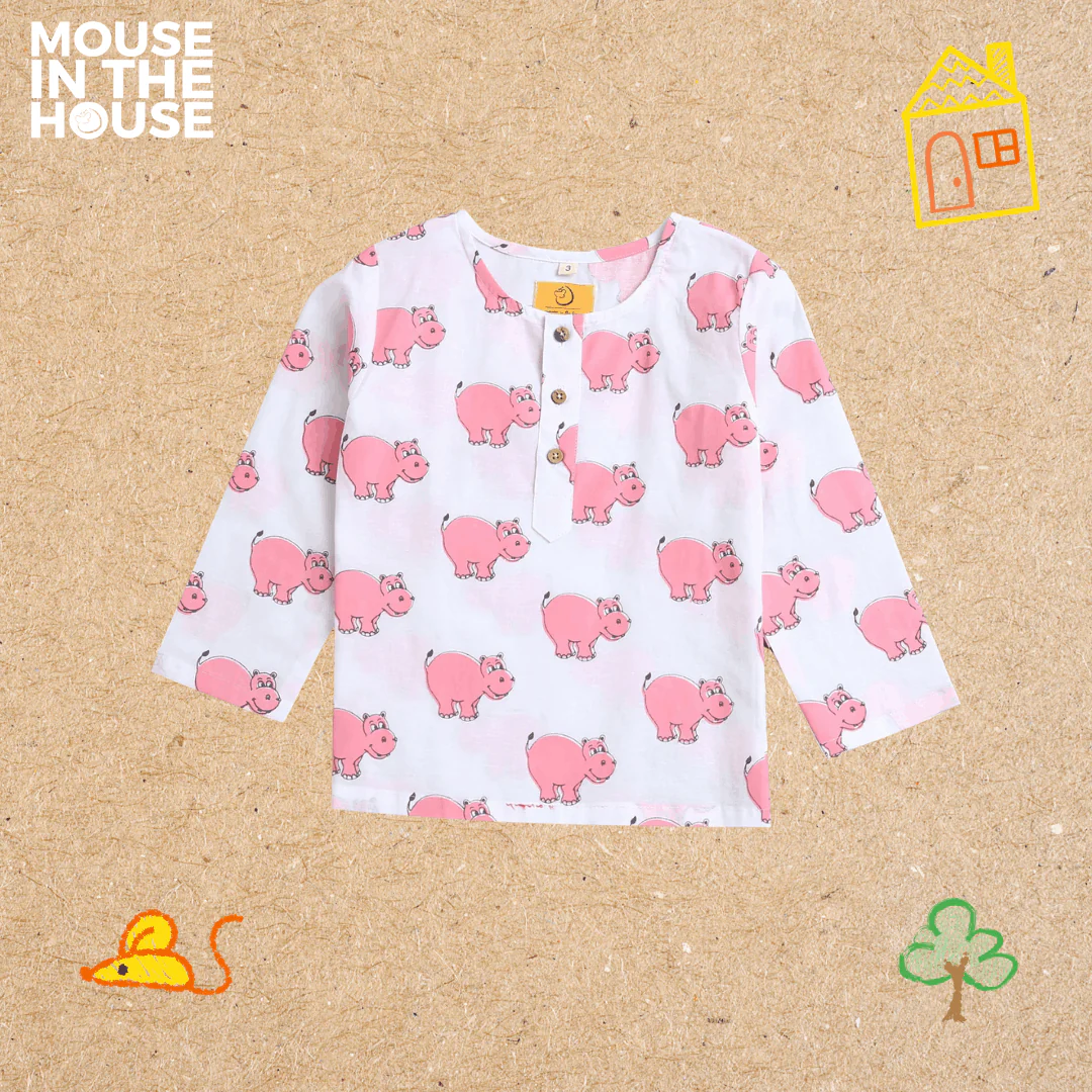 The Cheerful Hippo- Unisex Kids Cotton Nightwear - Image 4