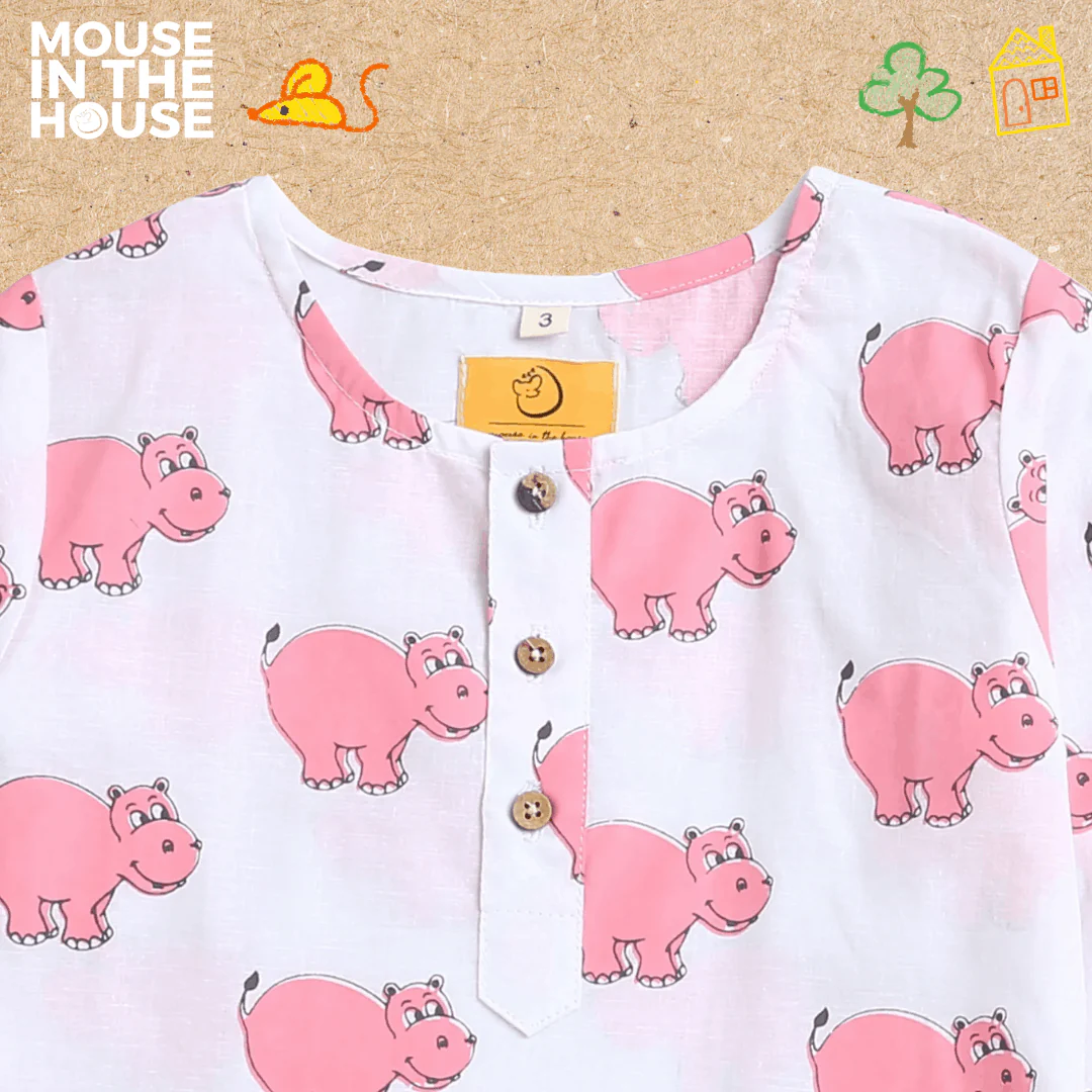 The Cheerful Hippo- Unisex Kids Cotton Nightwear - Image 6
