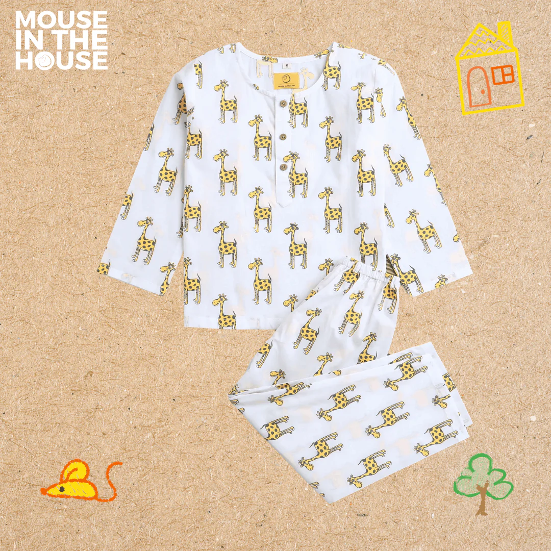 The Curious Giraffe- Unisex Kids Cotton Nightwear - Image 2