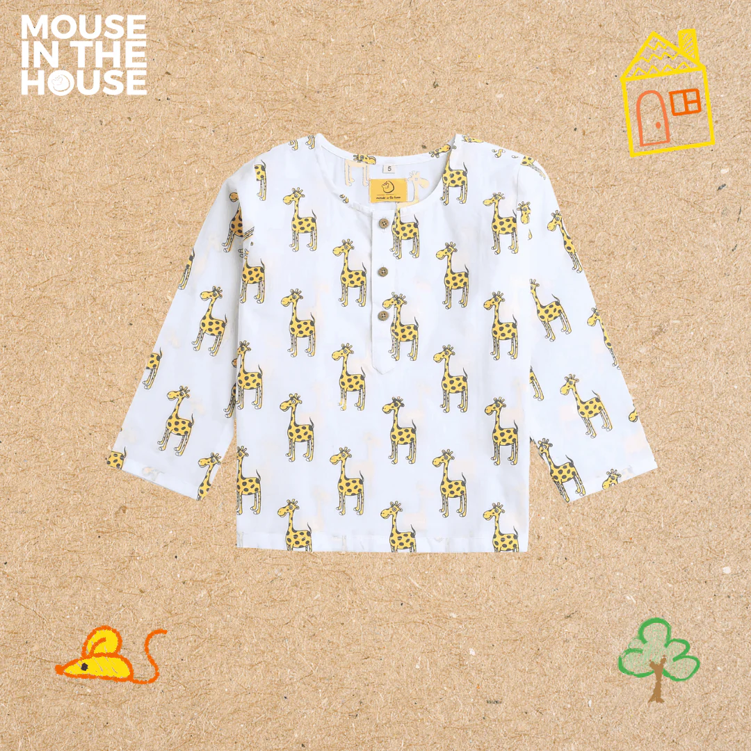 The Curious Giraffe- Unisex Kids Cotton Nightwear - Image 3