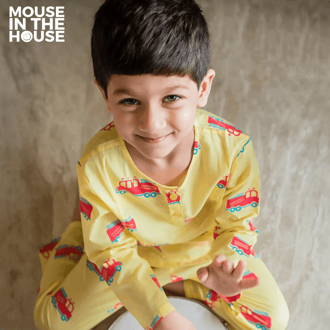 The Fire Fighter Truck- Unisex Kids Cotton Nightwear
