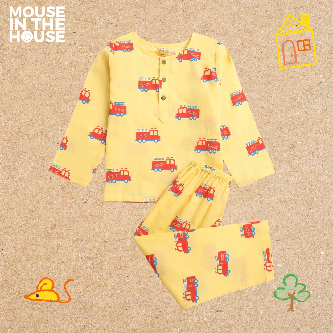The Fire Fighter Truck- Unisex Kids Cotton Nightwear - Image 2