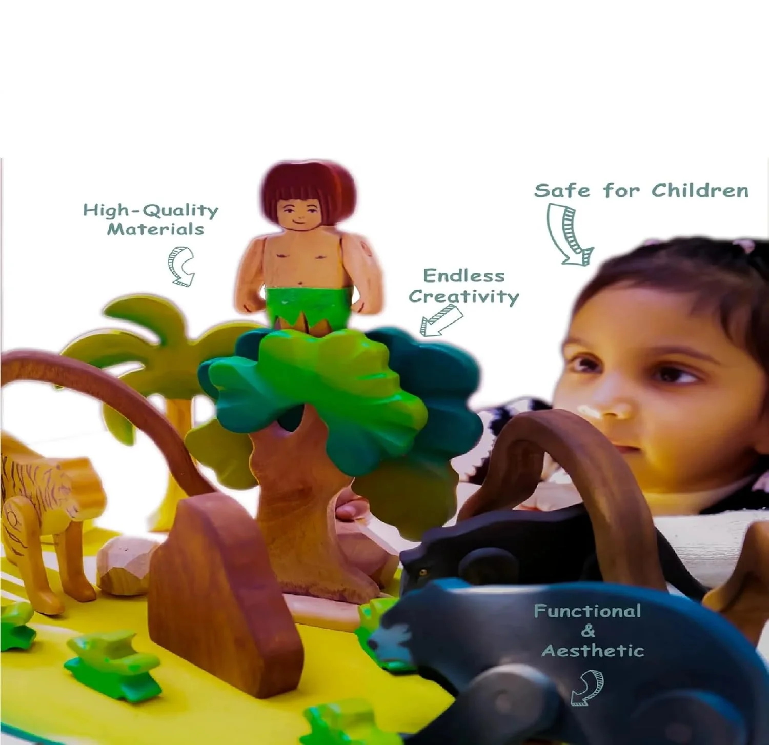 The Jungle Diaries Toy – Montessori Wooden Jungle Animal Playset - Image 3