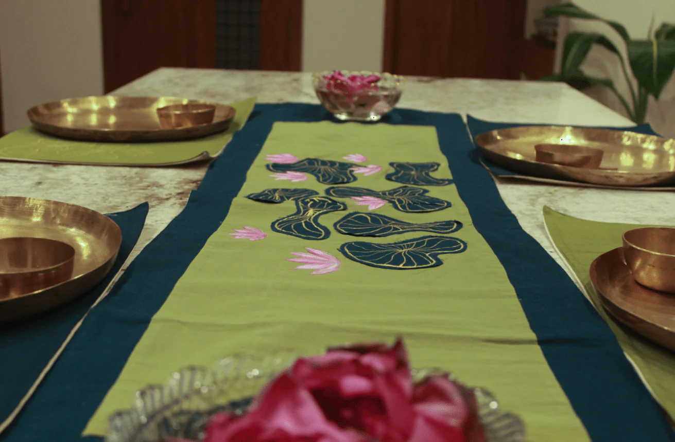 The Kamal Kund Table Runner | Hand Painted Cotton Table Runner