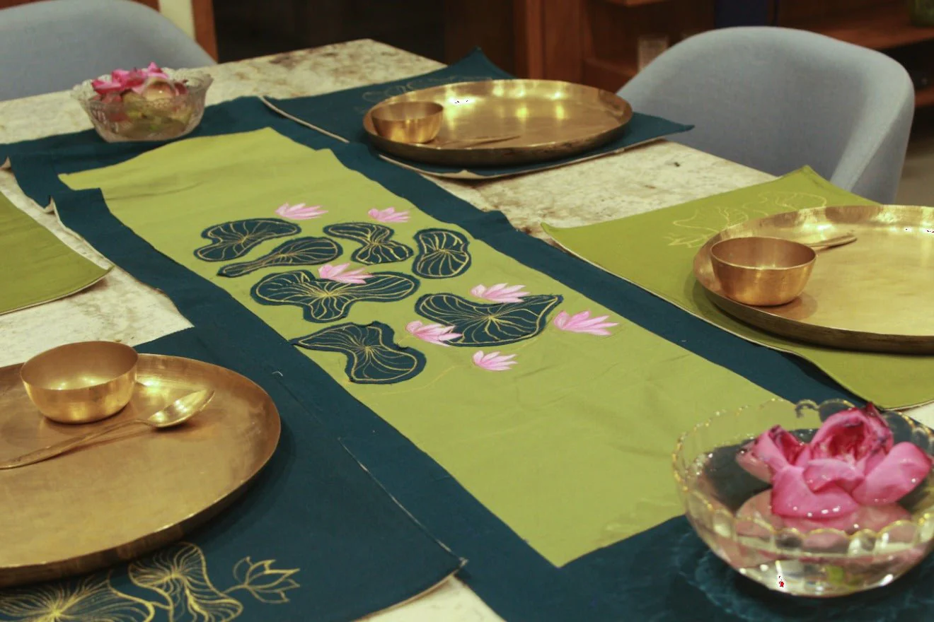 The Kamal Kund Table Runner | Hand Painted Cotton Table Runner - Image 5