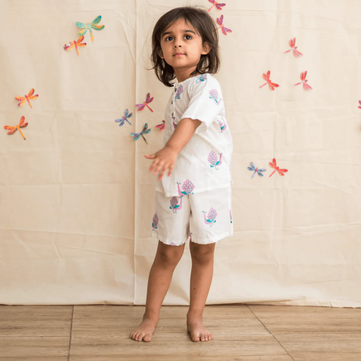 The Magestic Peacock- Unisex Kids Cotton Nightdress - Image 2
