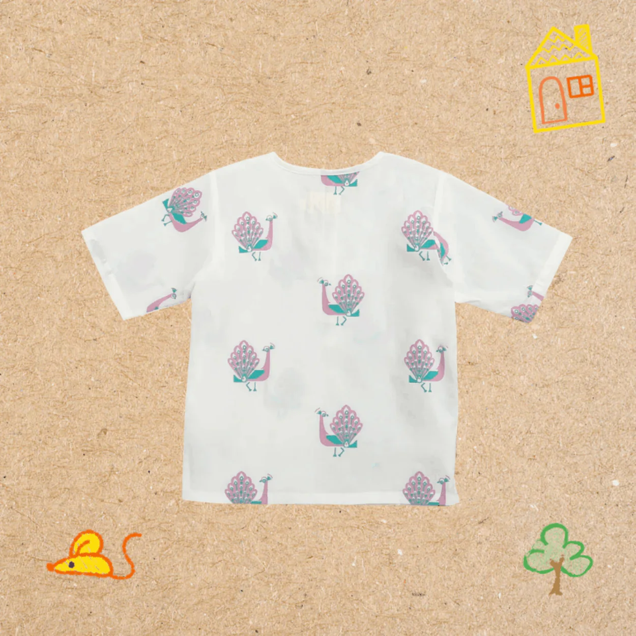 The Magestic Peacock- Unisex Kids Cotton Nightdress - Image 5