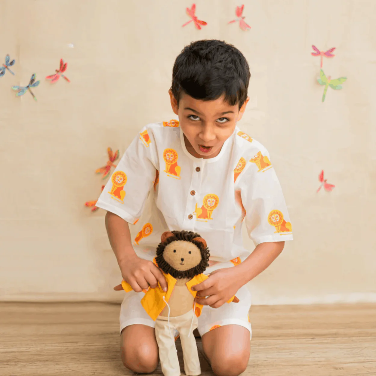 The Regal Lion Unisex Kids Cotton Nightwear Set - Image 2