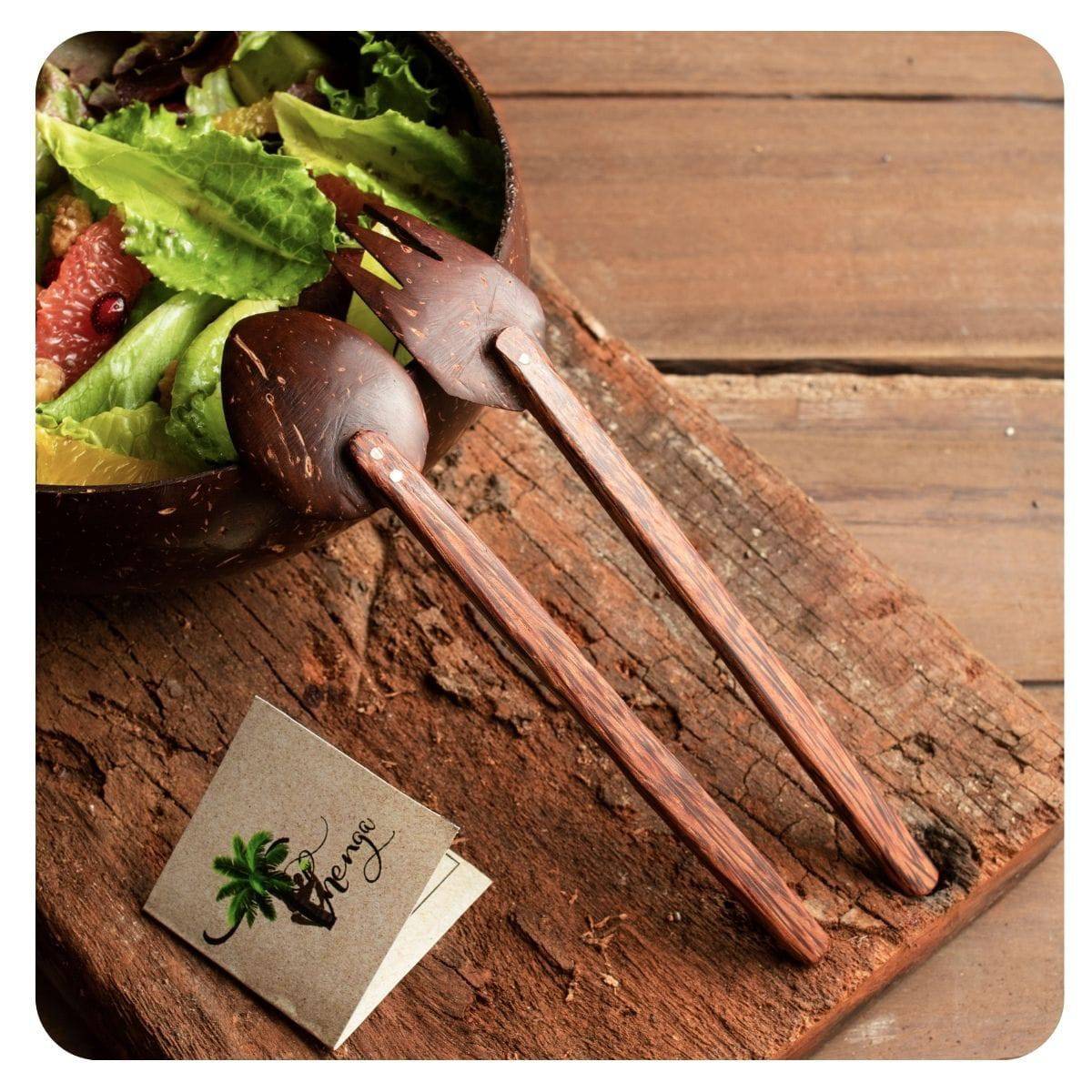 Coconut Shell Spoon & Fork - Set of 2 Natural & Handmade - Image 4