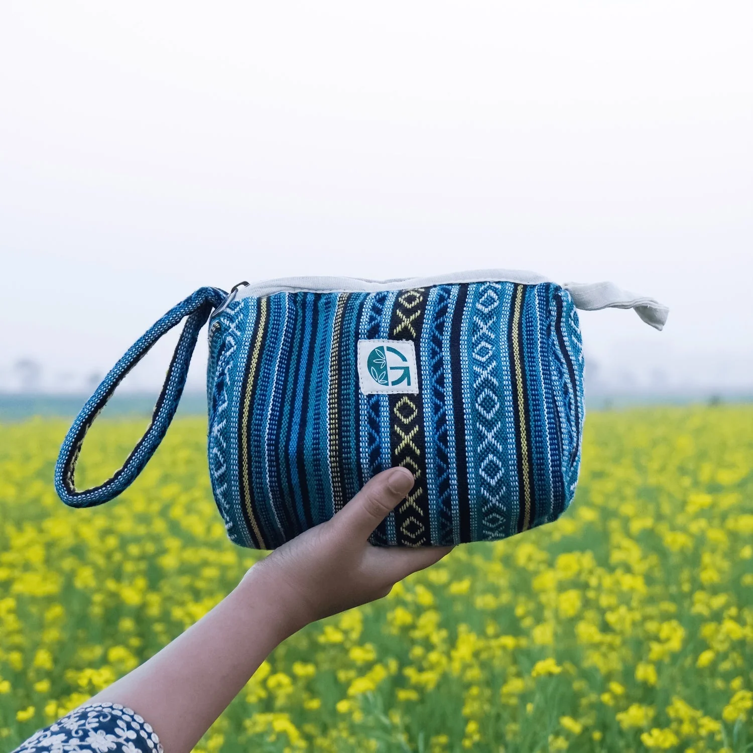 Blue Ethnic Toiletry Pouch | Travel Makeup & Cosmetic Bag - Image 6
