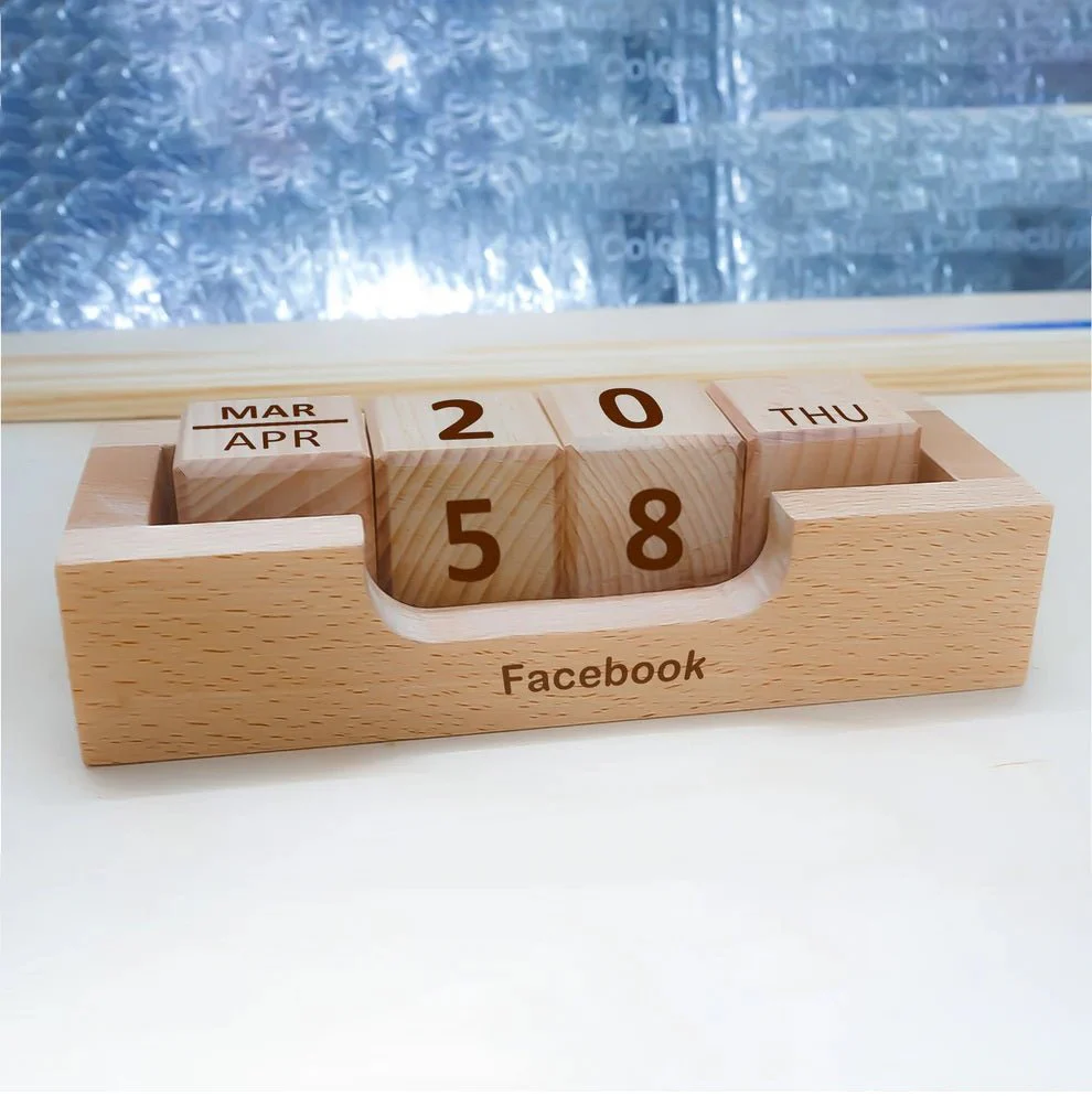 Wooden Perpetual Calendar Tray – Desk Organizer & Home Decor - Image 2