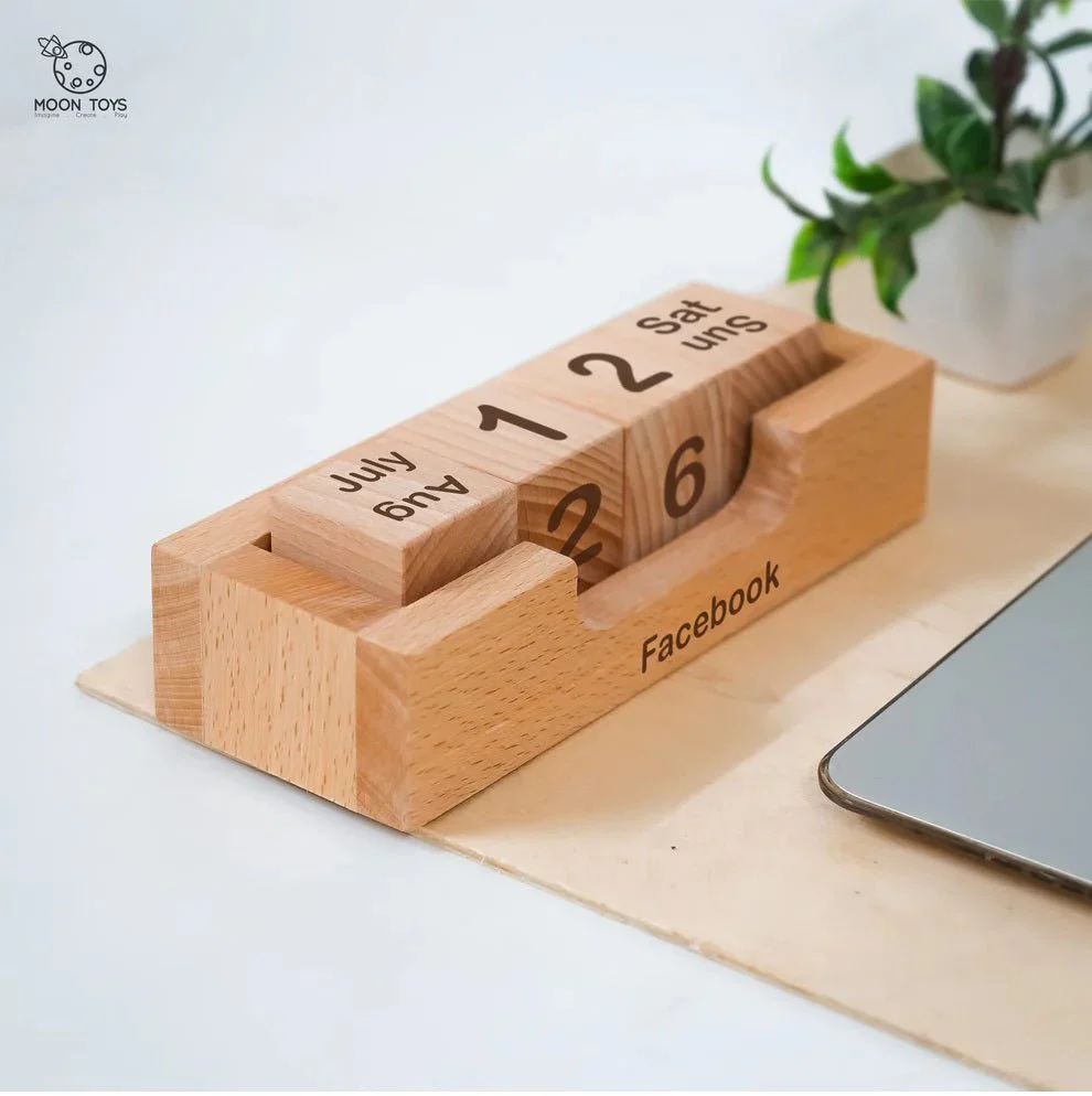 Wooden Perpetual Calendar Tray – Desk Organizer & Home Decor - Image 3