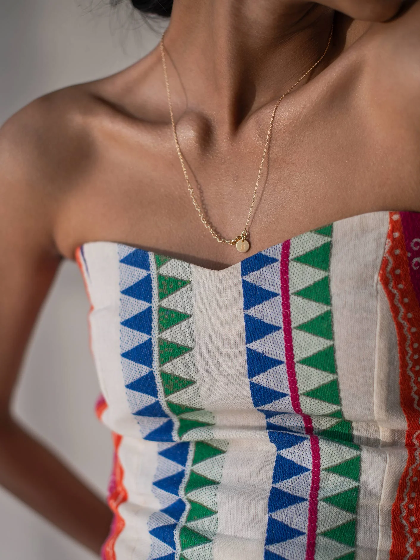 Multicolor Cotton Jacquard Tube Top for Women - Image 2