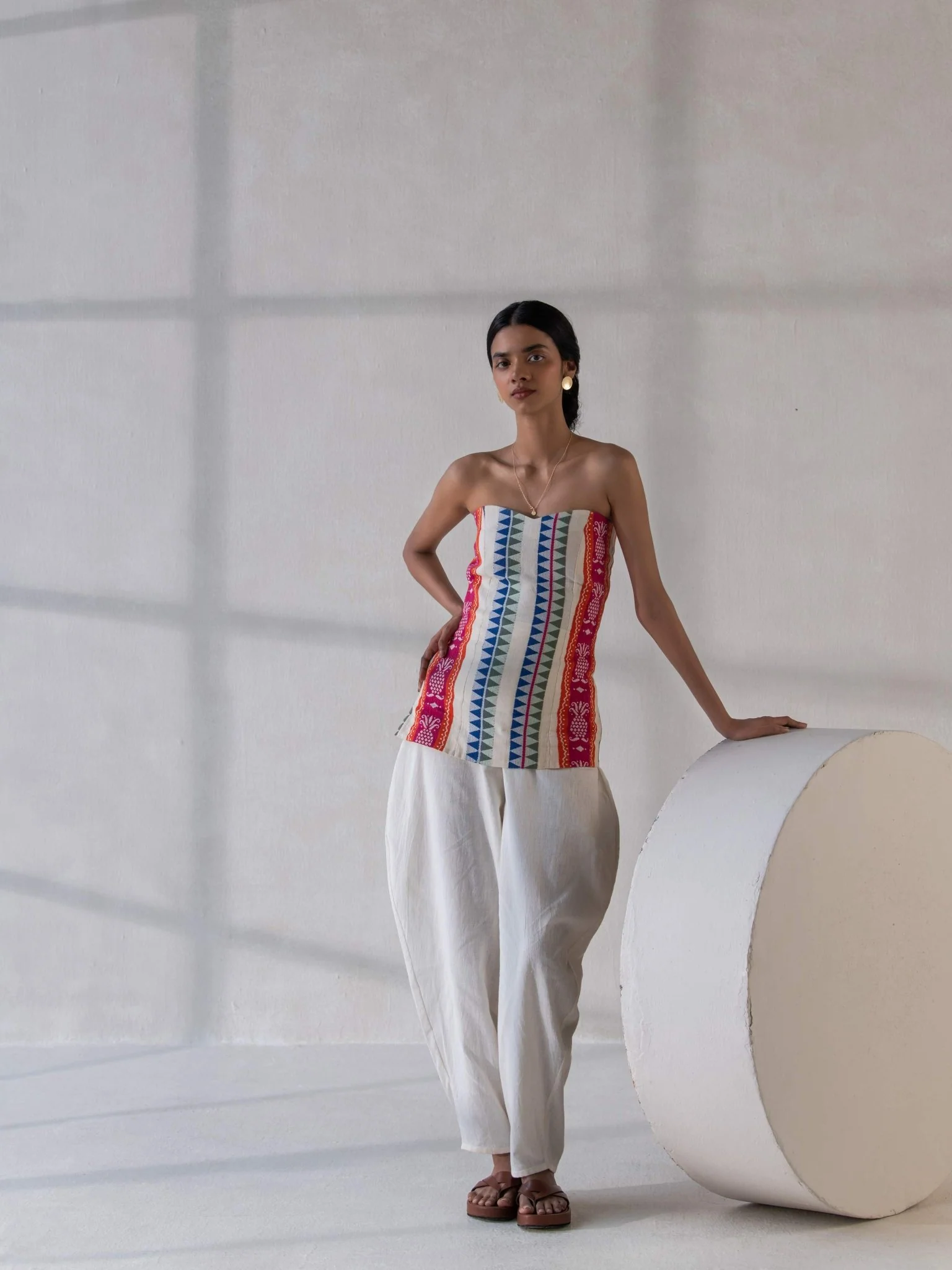 Multicolor Cotton Jacquard Tube Top for Women - Image 4