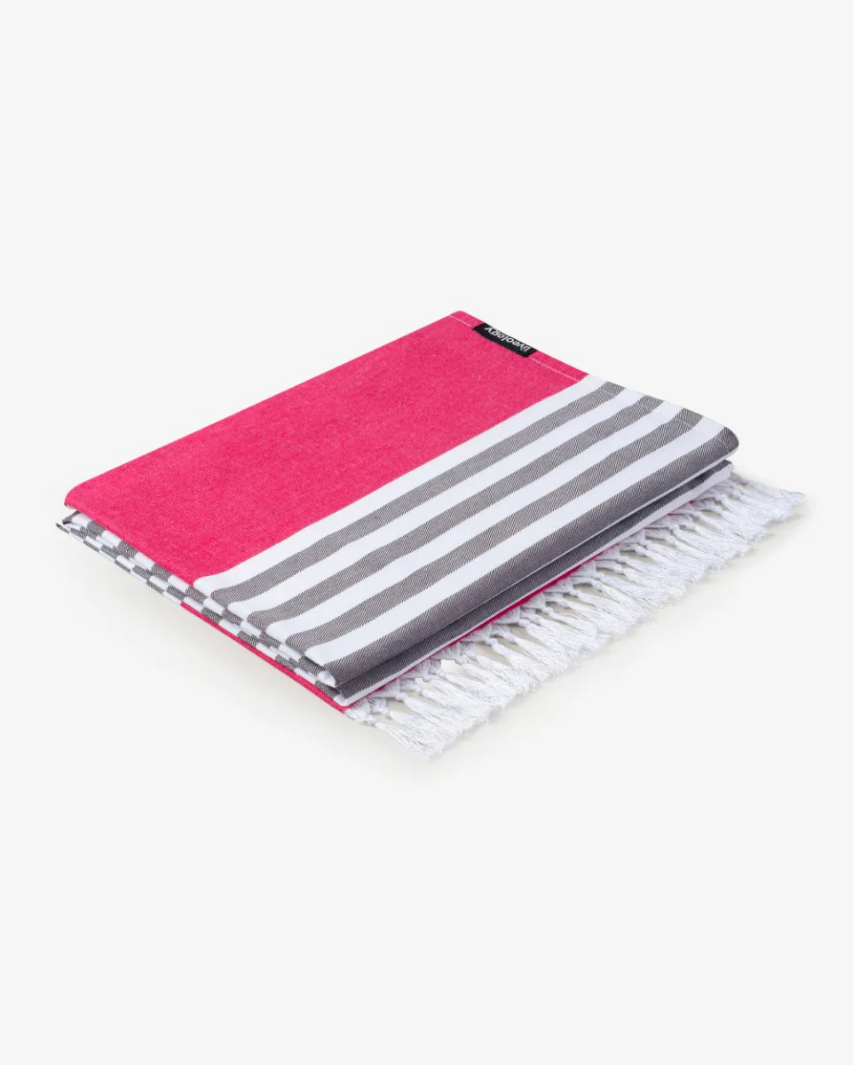 Bamboo & Cotton Blend Woven Everyday Towels in Fuschia | Tula Stripe - Image 5