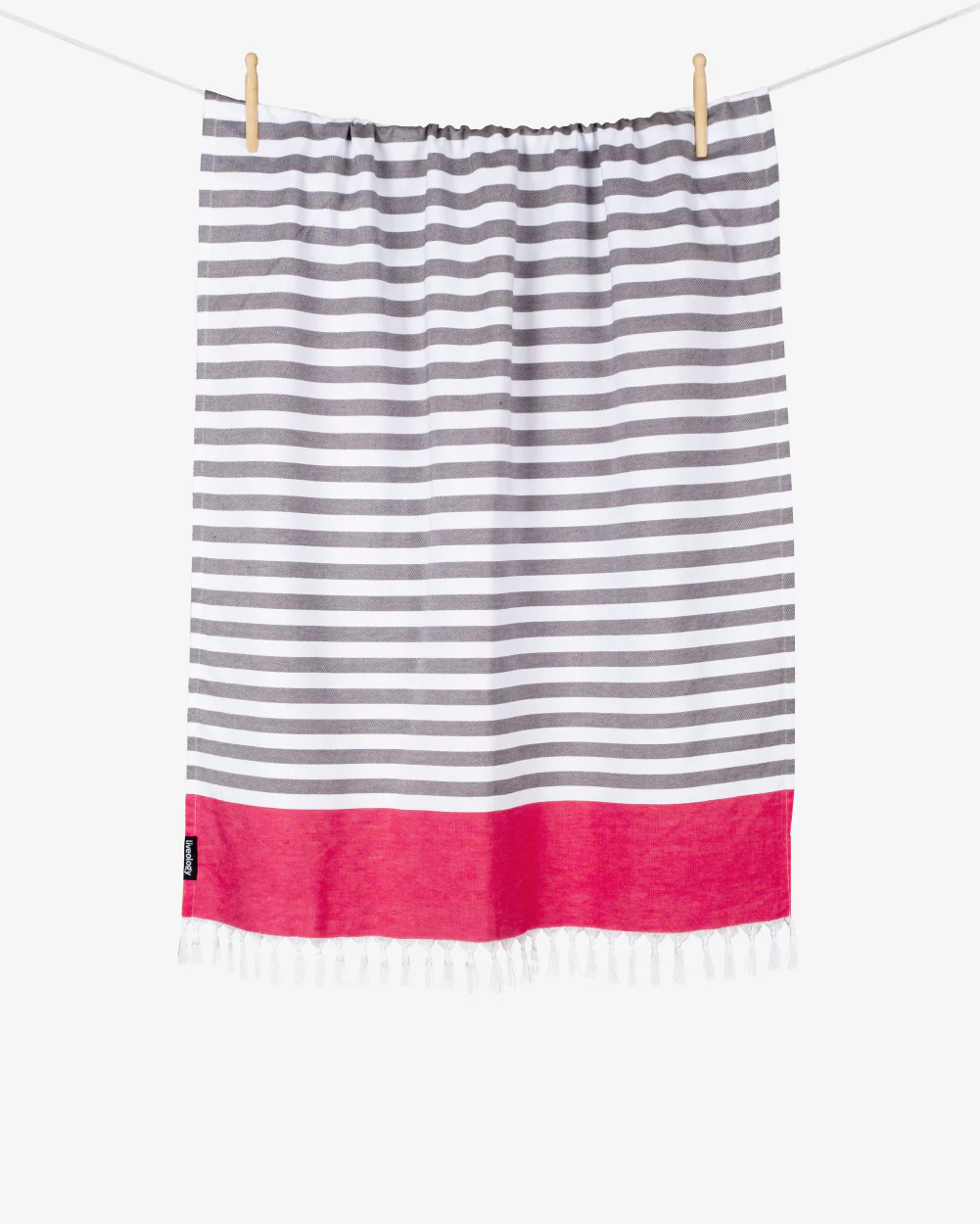 Bamboo & Cotton Blend Woven Everyday Towels in Fuschia | Tula Stripe - Image 6