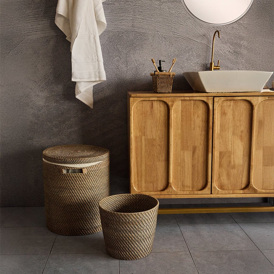 Handwoven Grey Rattan Turin Basket with Inner Lining - Image 4