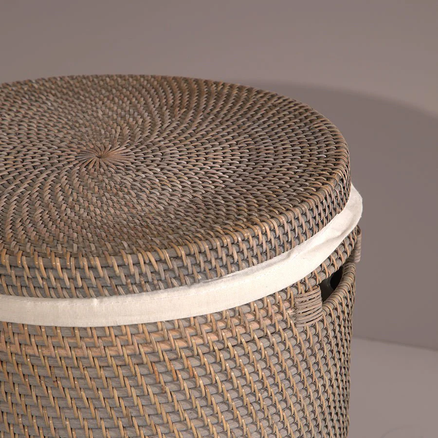 Handwoven Grey Rattan Turin Basket with Inner Lining - Image 5