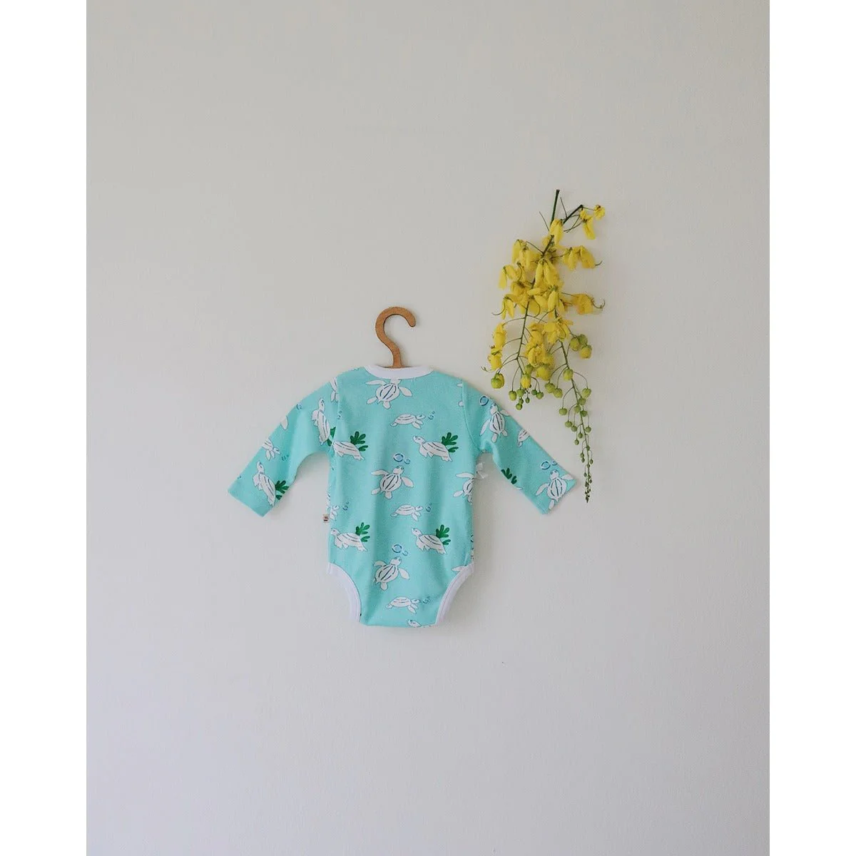 Turtles Organic Baby Kimono Onesie – Soft Cotton Newborn Romper - Image 3