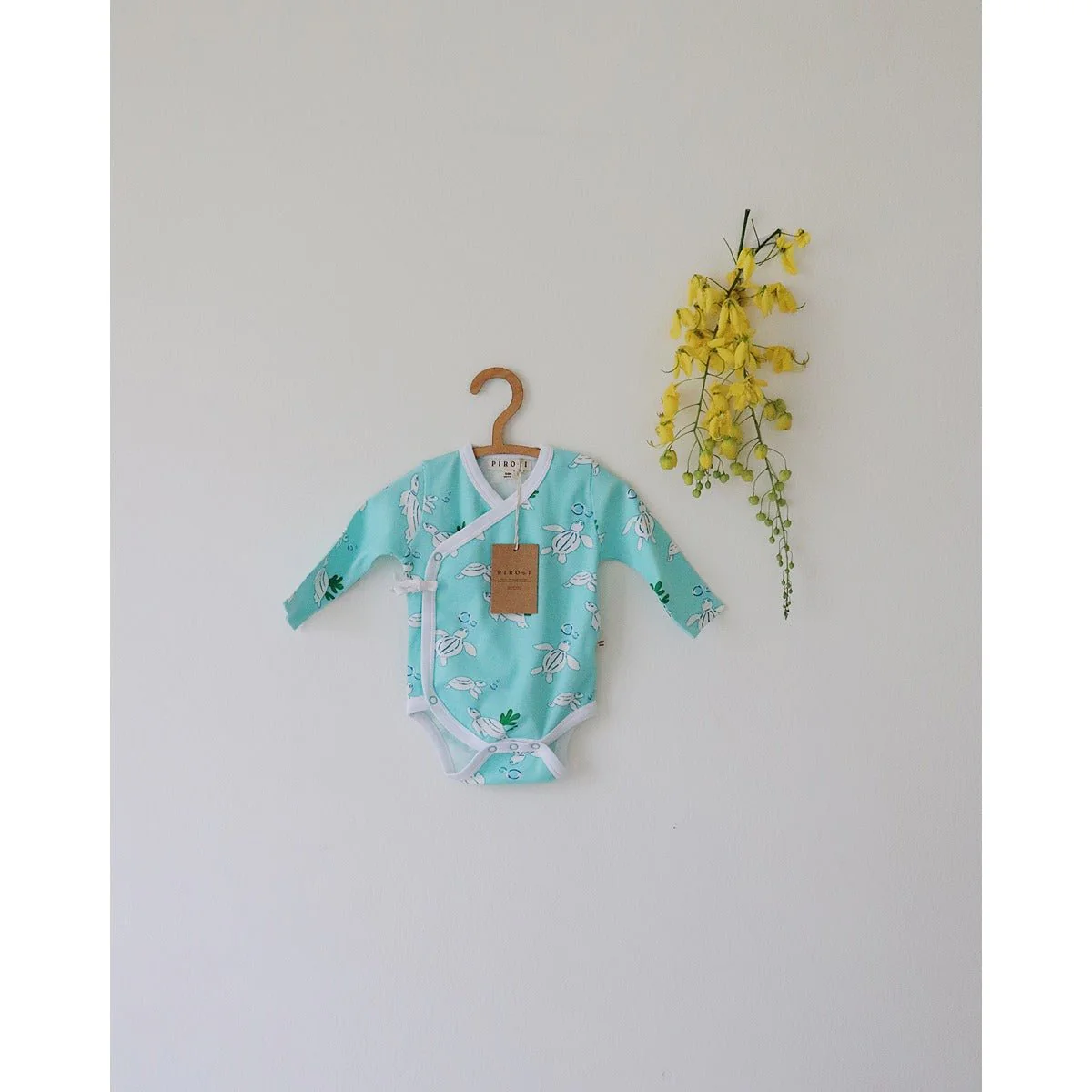Turtles Organic Baby Kimono Onesie – Soft Cotton Newborn Romper - Image 6