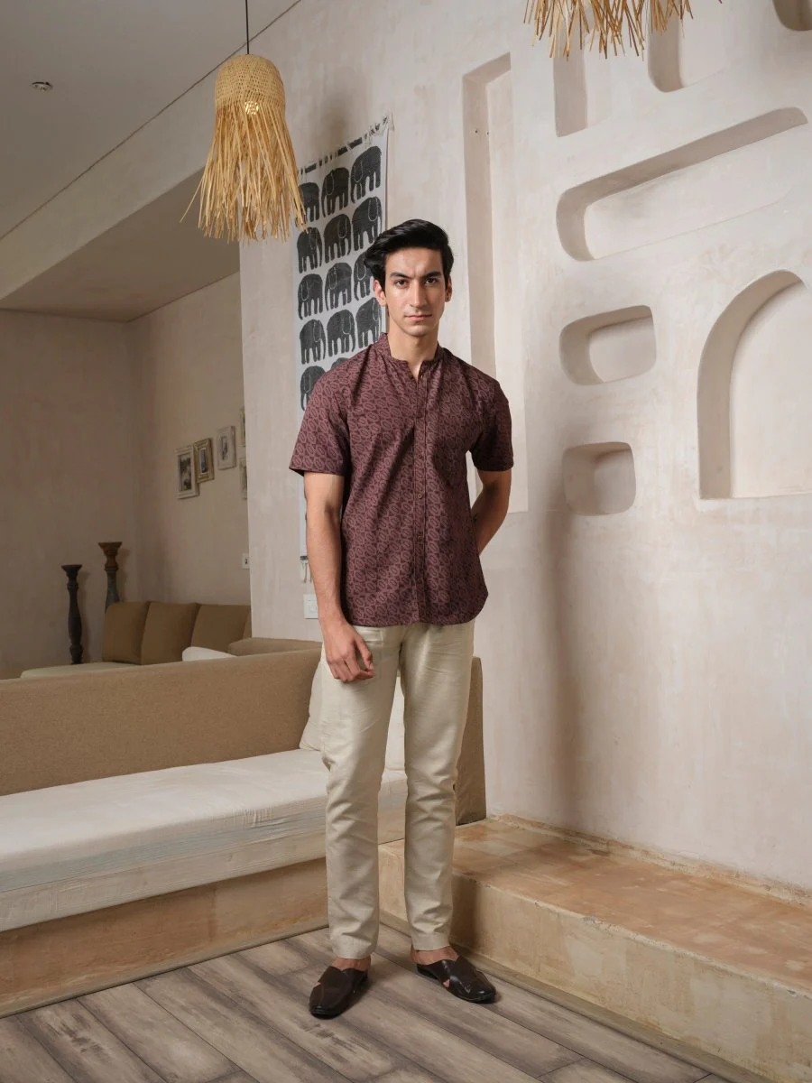 Tusht - Russett Block Print Shirt - Image 2