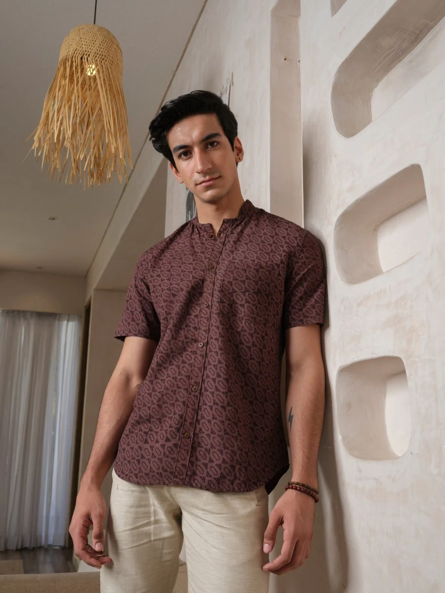 Tusht - Russett Block Print Shirt - Image 3