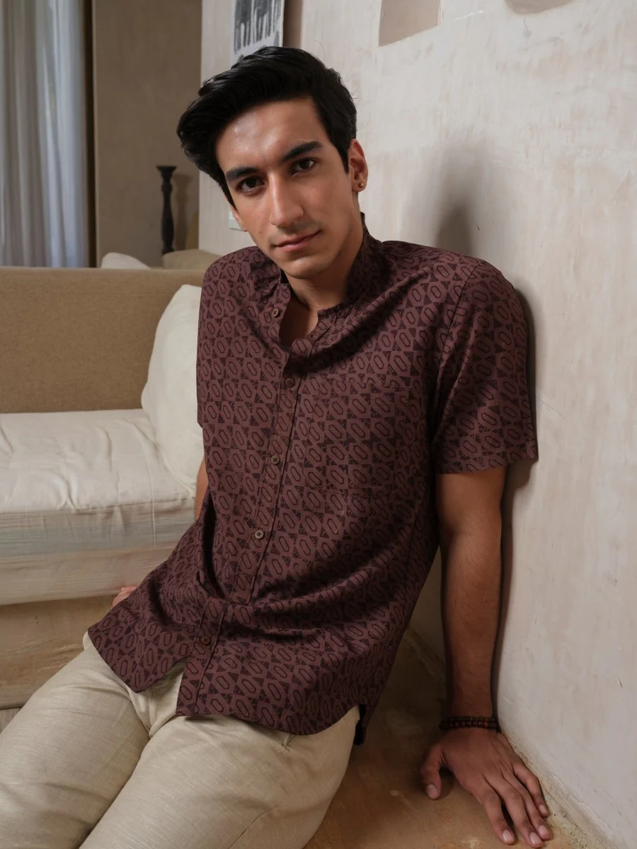 Tusht - Russett Block Print Shirt - Image 4