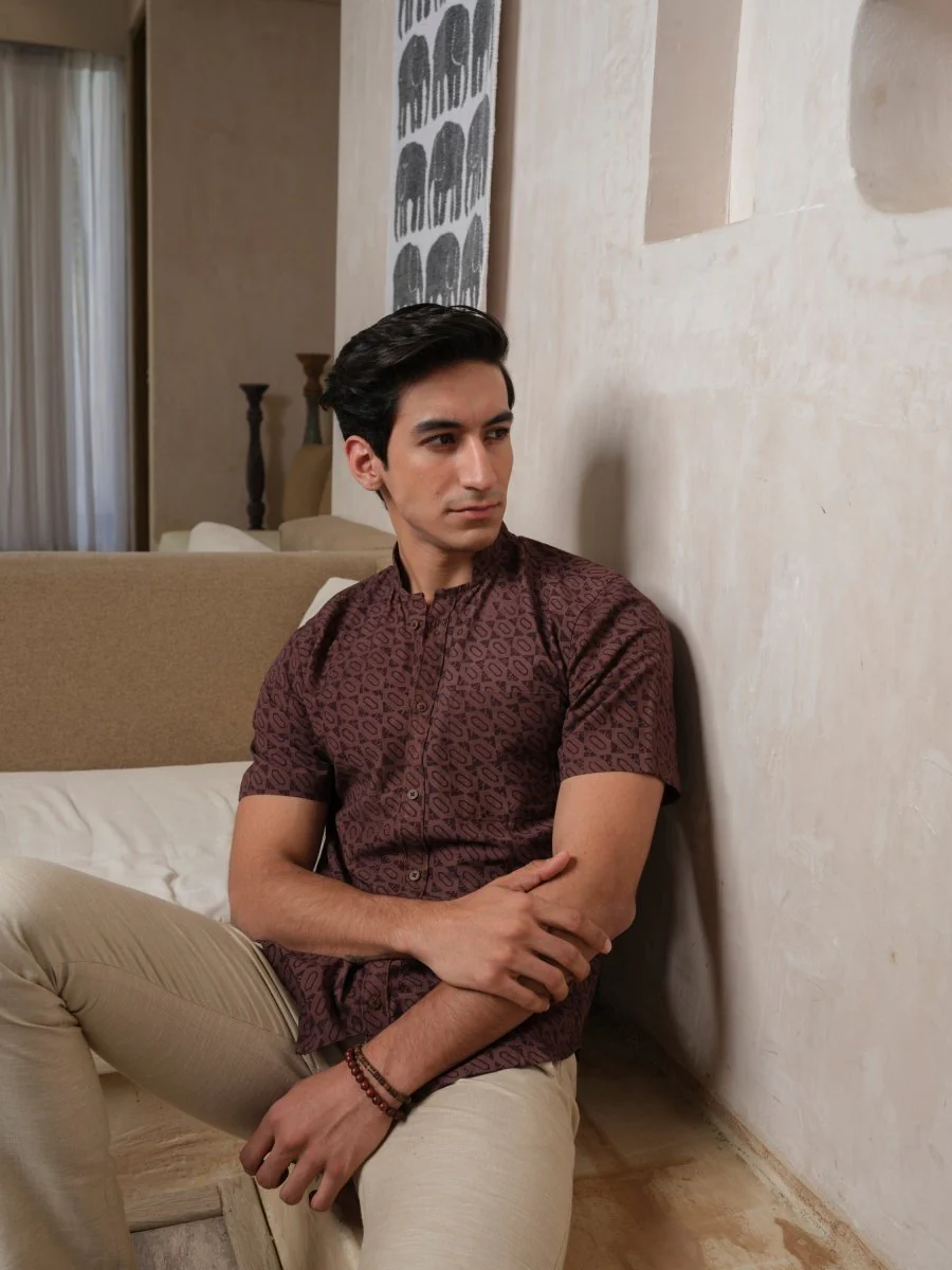 Tusht - Russett Block Print Shirt - Image 5