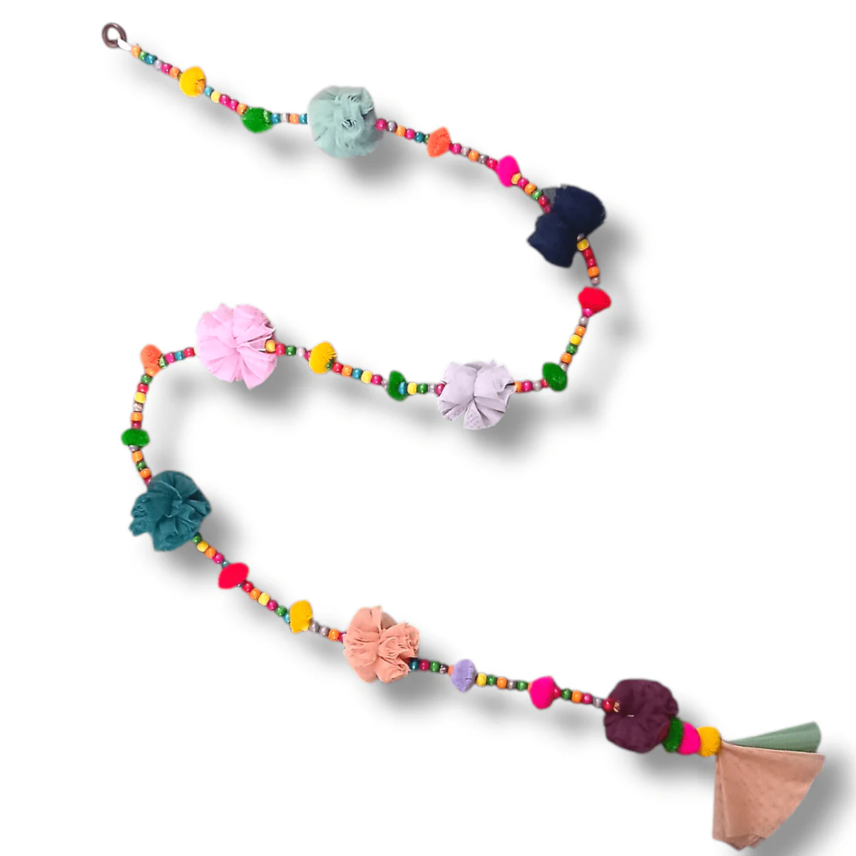 Upcycled Beaded Pom-Pom Festive Decoration String - Image 4