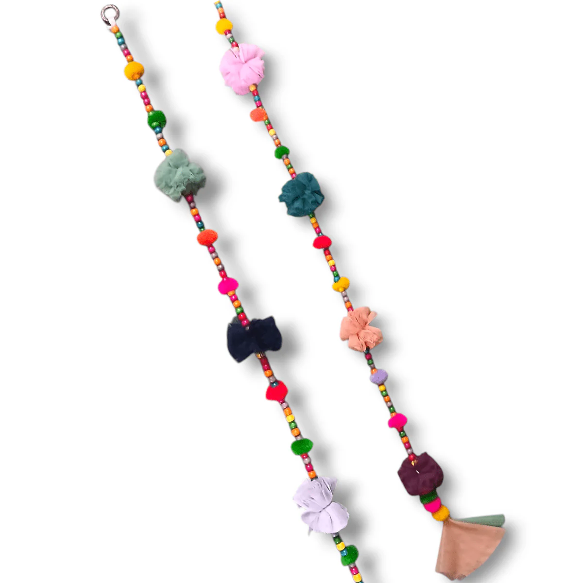Upcycled Beaded Pom-Pom Festive Decoration String - Image 7
