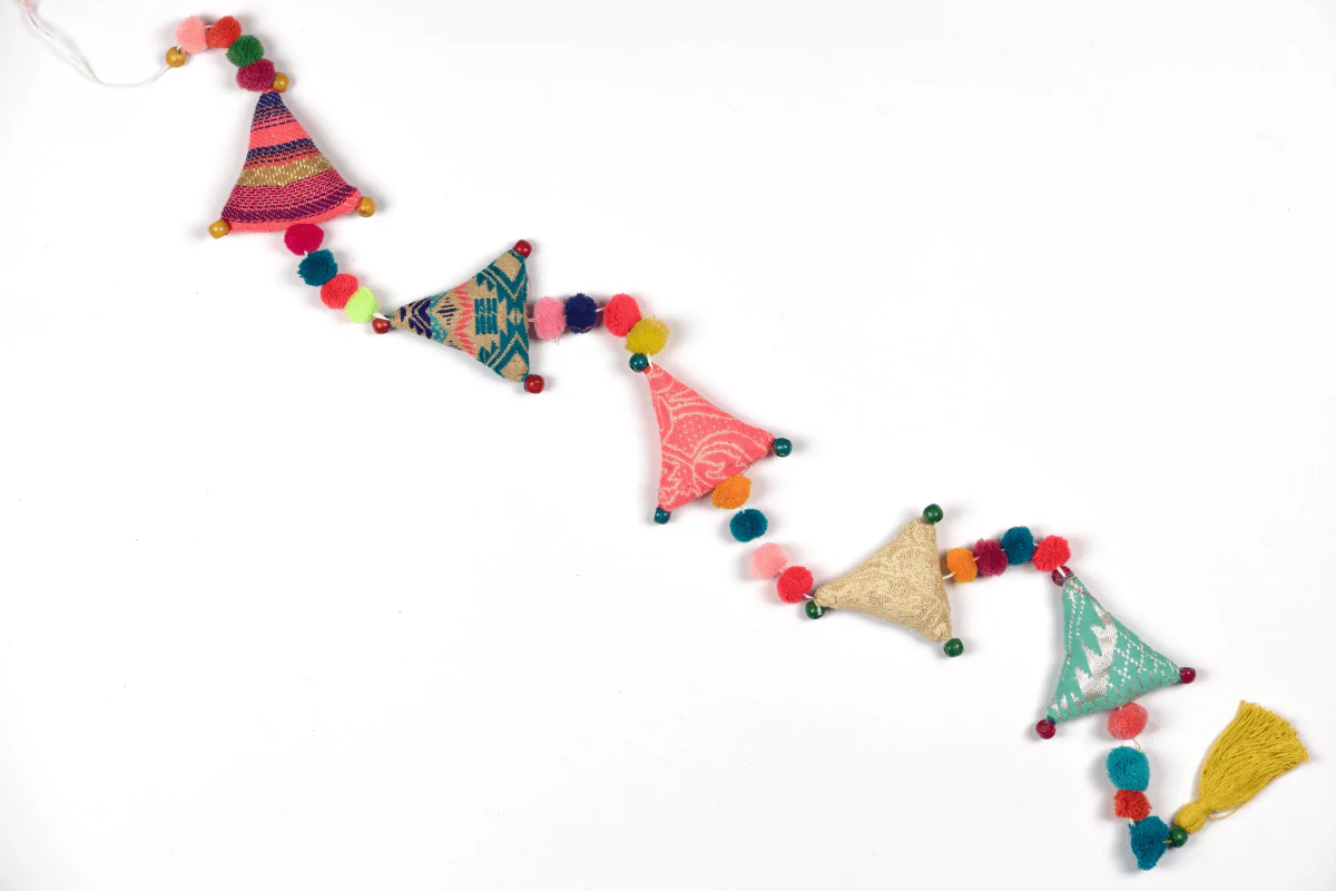 Upcycled Boho Triangles Festive Decoration String - Image 3