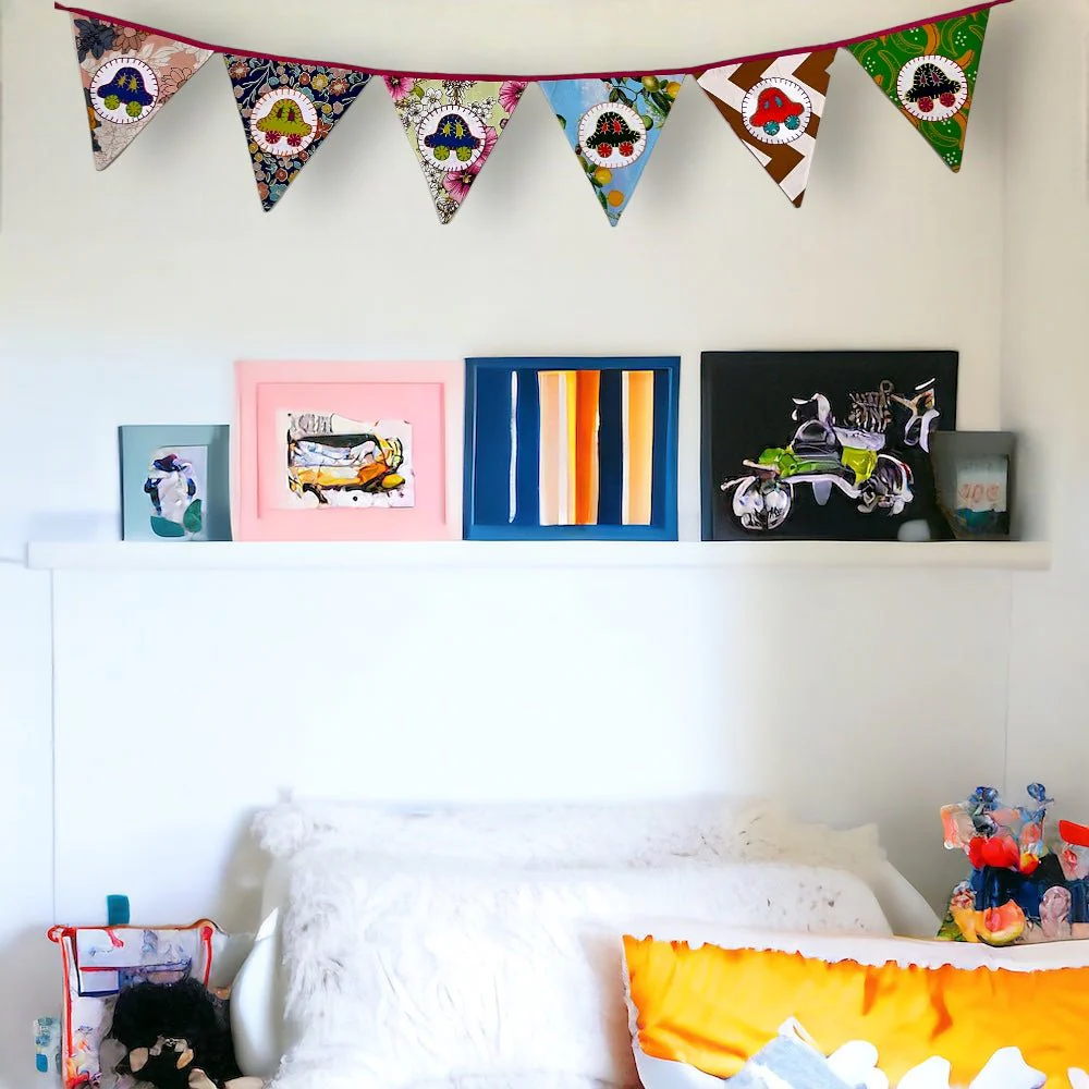 Upcycled Car Motif Bunting