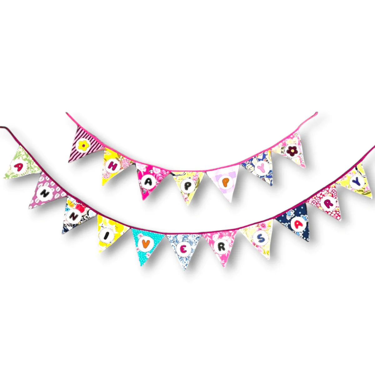Upcycled Fabric Bunting "Happy Anniversary"