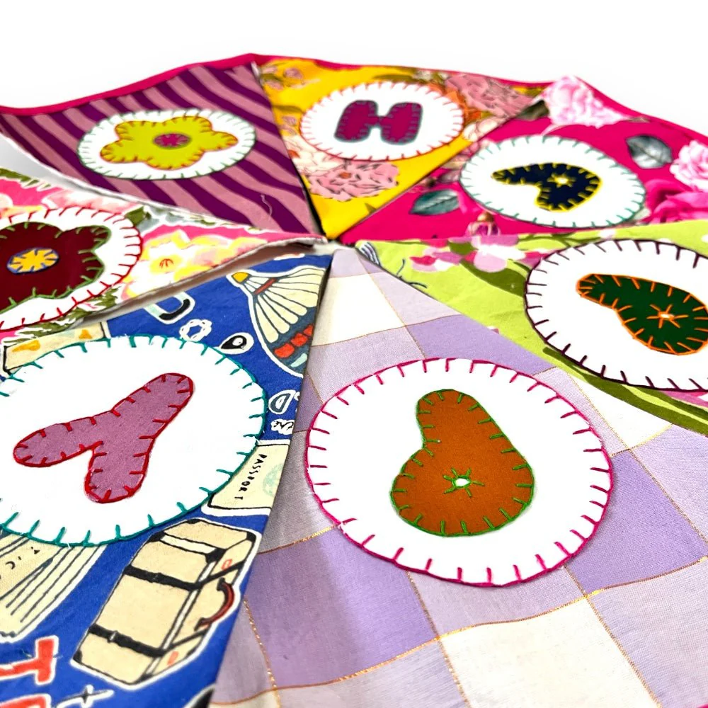 Upcycled Fabric Bunting "Happy Anniversary" - Image 6