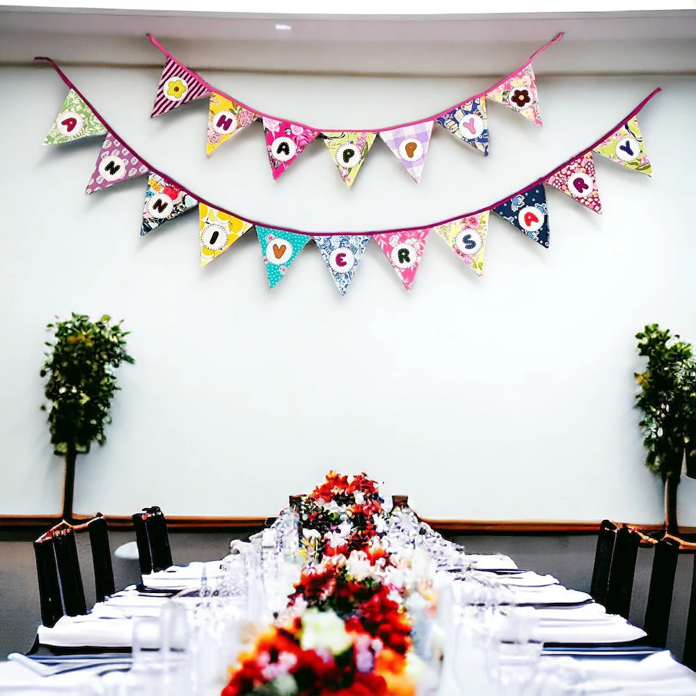 Upcycled Fabric Bunting "Happy Anniversary" - Image 8