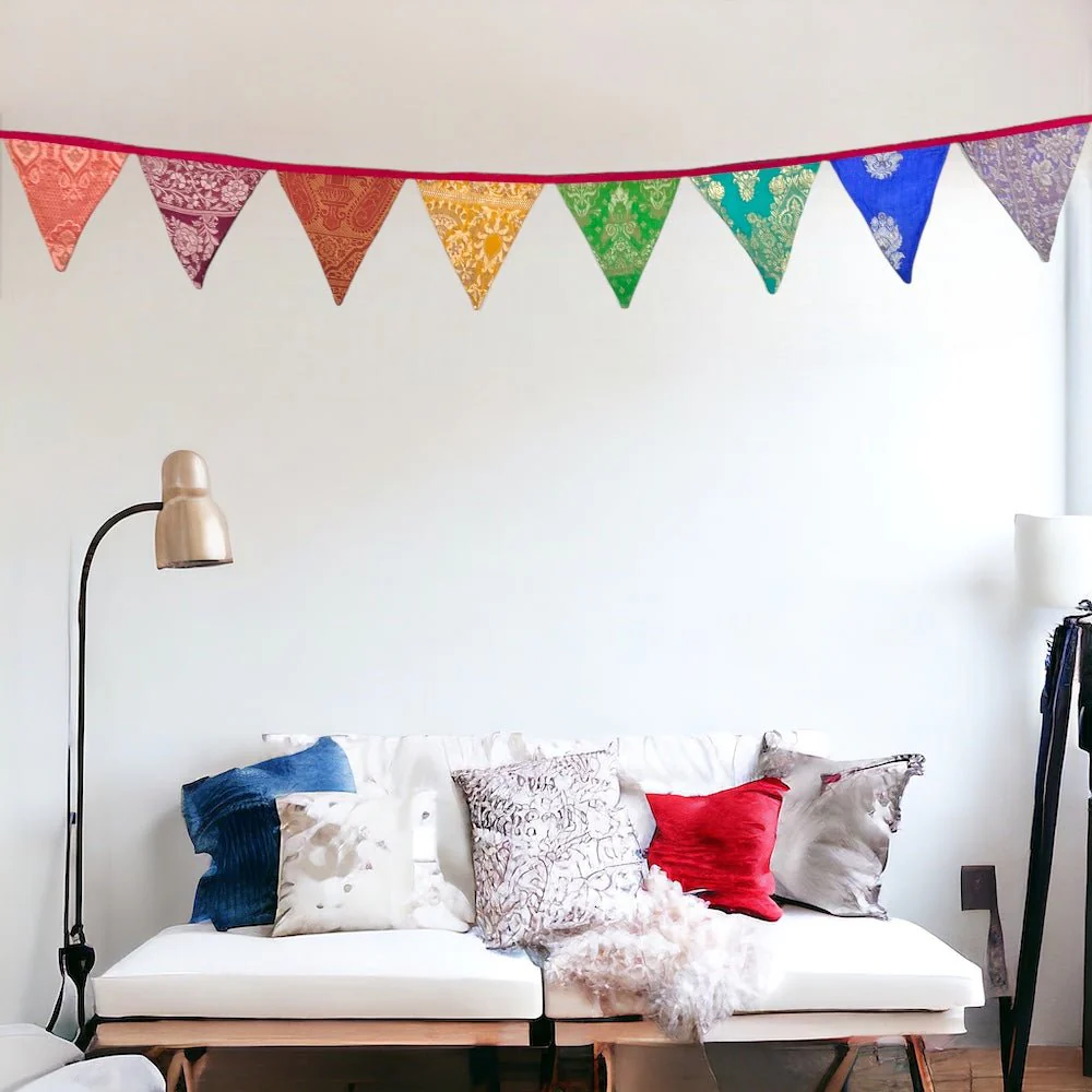 Upcycled Festive Silk Bunting